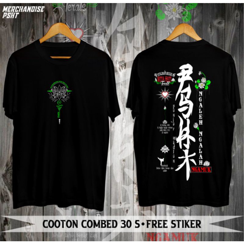 KAOS PSHT KOAS SILAT SH TERATE KAOS HATI BERSINAR MOTIF JAPAN STYLE KEREN TULISAN PSHT HITAM KATUN D