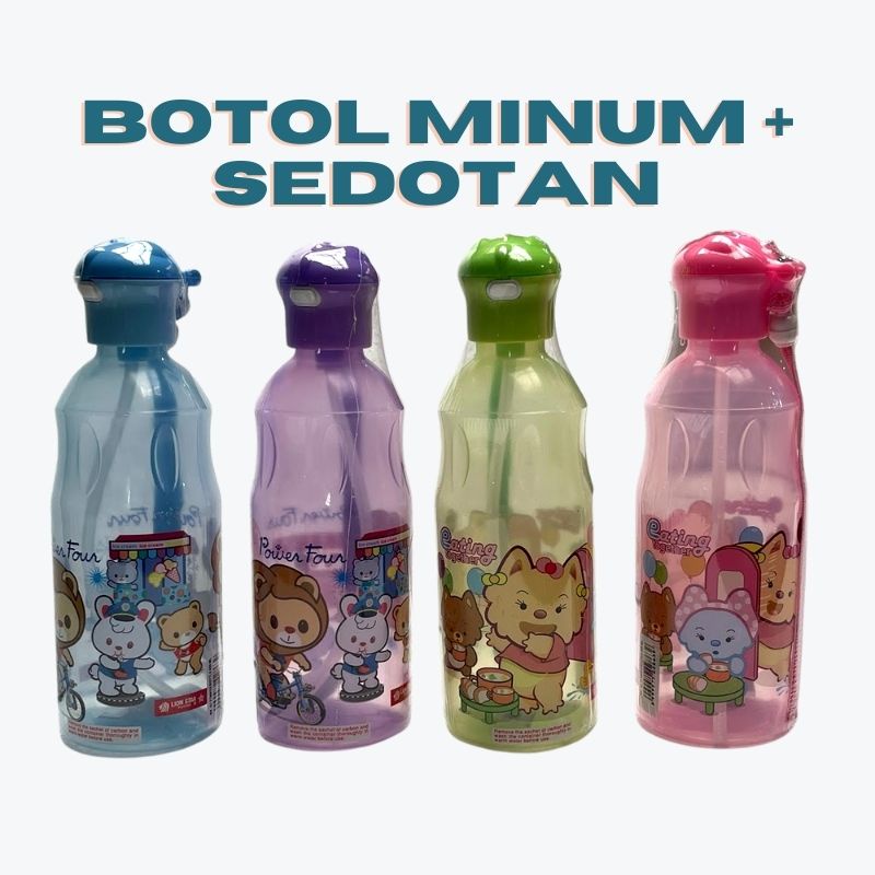 Lion Star - Botol Minum Anak Karakter - Botol Plastik Sedotan 450ml - Tynnos Bottle