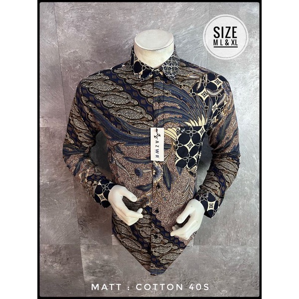 KEMEJA PRIA LENGAN PANJANG, KEMEJA CASUAL KUALITAS DISTRO,[BISA COD] KEMEJA BATIK PRIA AZWR ORIGINAL