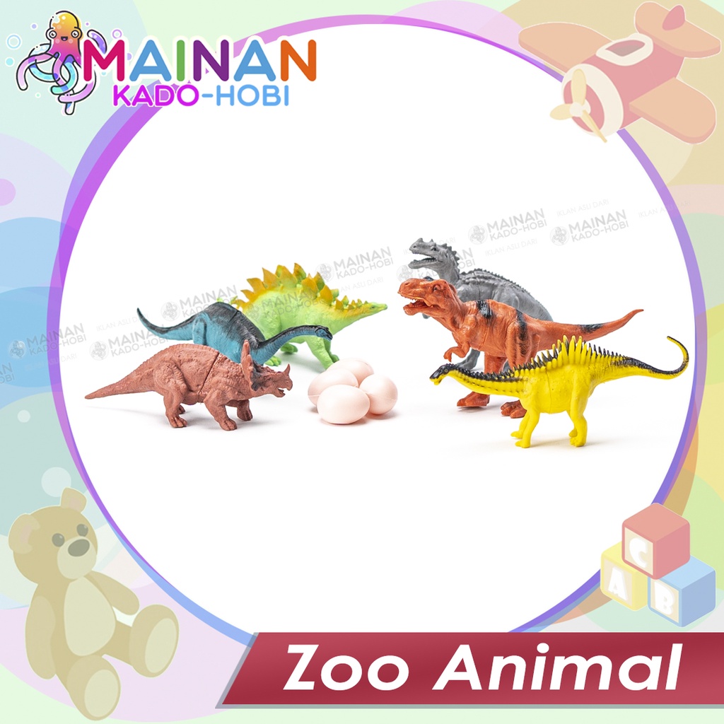 MAINAN ANAK MINIATUR PAJANGAN KARAKTER ANIMAL HEWAN DINO KANTONG SET