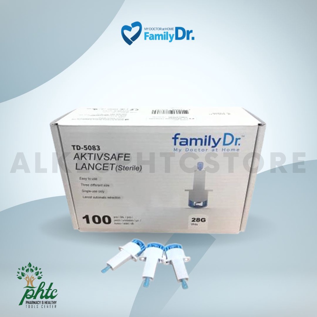 FamilyDR Lancet Aktivsafe TD-5083 100 pcs l Jarum Lancet Family Dr. l Blood Lancet 28G