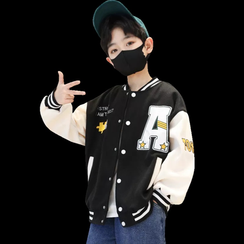 A Jaket Varsity Outerwear Baseball Matt Fleece Tebal l Jacket Anak Fleece Tebal Casual Daily