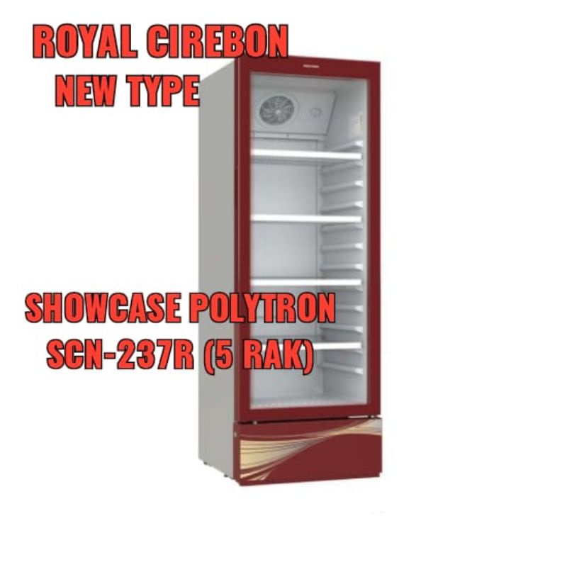 SHOWCASE POLYTRON (5 RAK) SCN-237R MERAH 285Liter untuk kota Cirebon