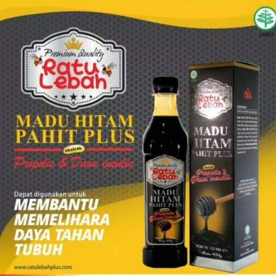 BPOM RATU LEBAH MADU HITAM PAHIT PLUS PROPOLIS 470GR / MADU PROPOLIS / SYE