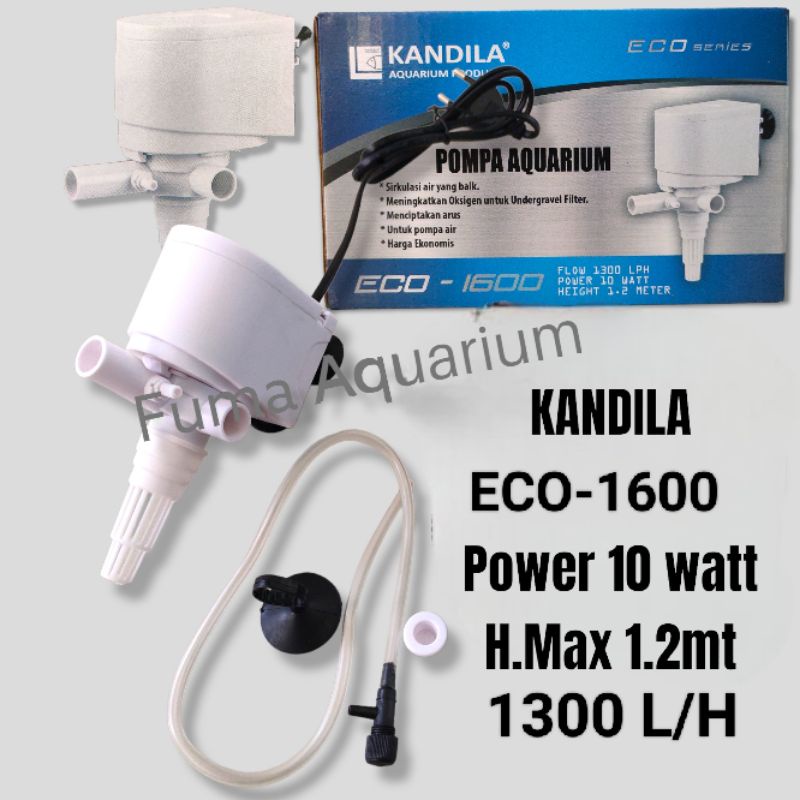 KANDILA ECO-1600 Pompa Air Celup Filter Aquarium Kolam Low Watt Power Head Submersible Pump