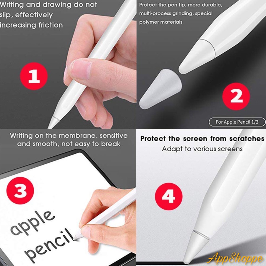 Apple Pencil Gen 1 2 Tip Nib Protection Case Cover Writeable Support