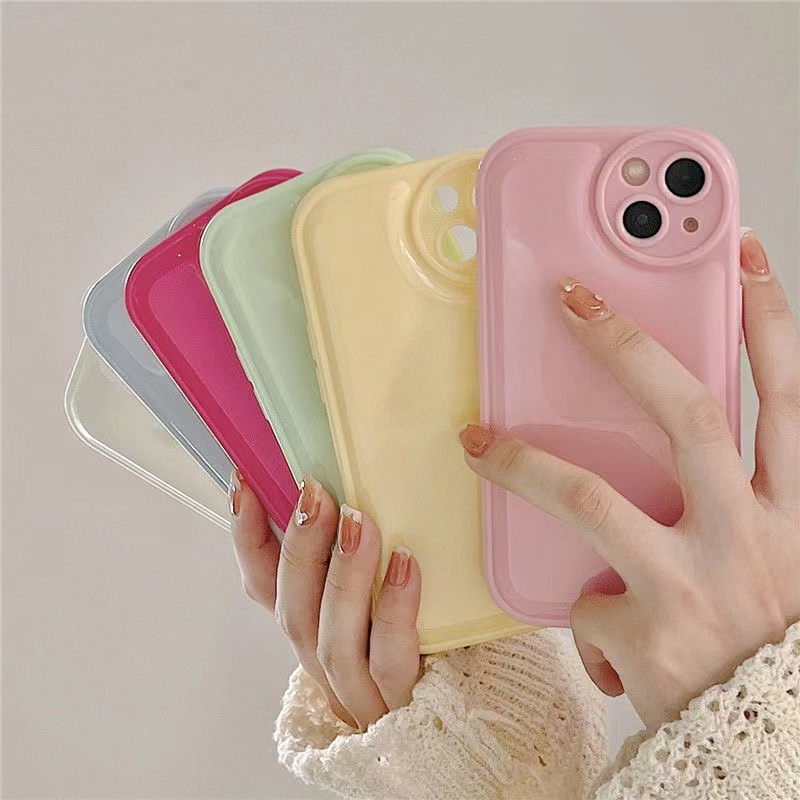 Airbag Candy Silver Soft Case iP iPhone 6 6S 7 8 14 + Plus SE 2020 XR XS Max 11 12 13 Pro Max Apple Pink White Cover