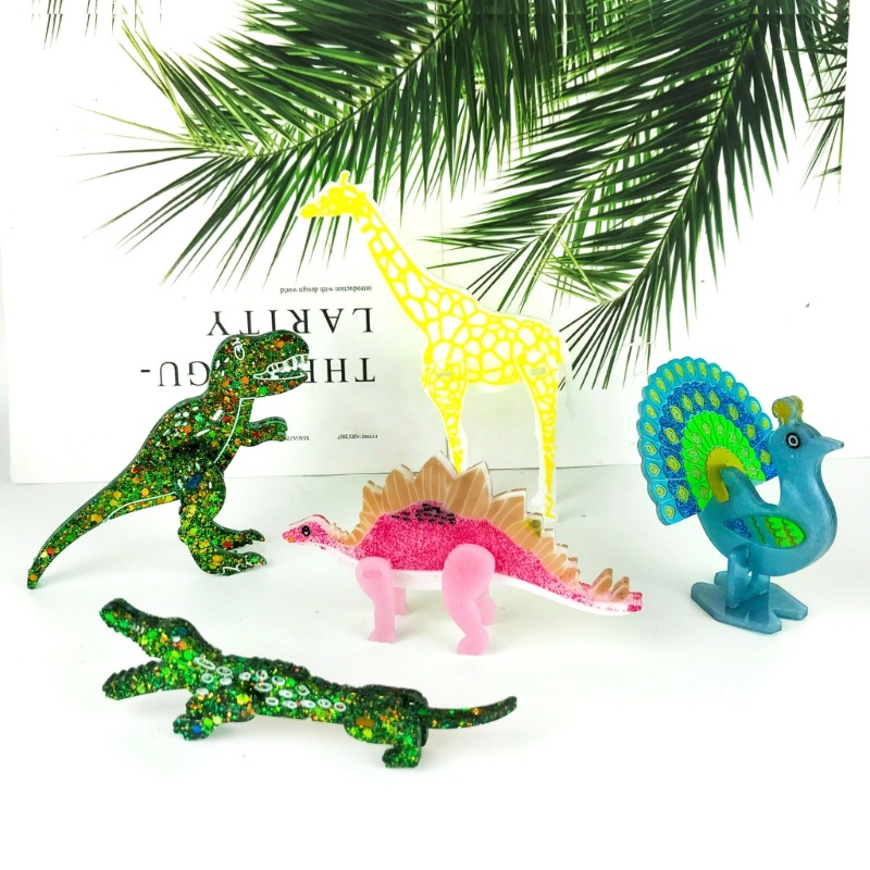 Siy DIY Cetakan Epoxy Kristal Untuk Buaya-Dinosaurus Tyrannosaurus Puzzle Kombinasi Cetakan Silikon Epoxy Resin Mold Untuk Ki