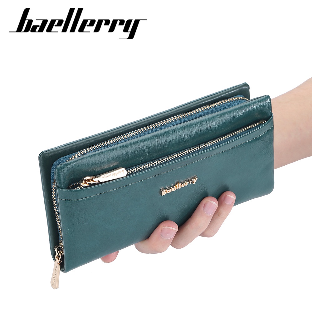 DOMPET PANJANG WANITA LIPAT HIJAU BAELLERRY SIMPLE ORIGINAL KULIT DIETERA WA617T3 CEWEK MURAH KOREA KOIN RESLETING KARTU UANG FASHION PREMIUM REMAJA KEKINIAN BRANDED BATAM