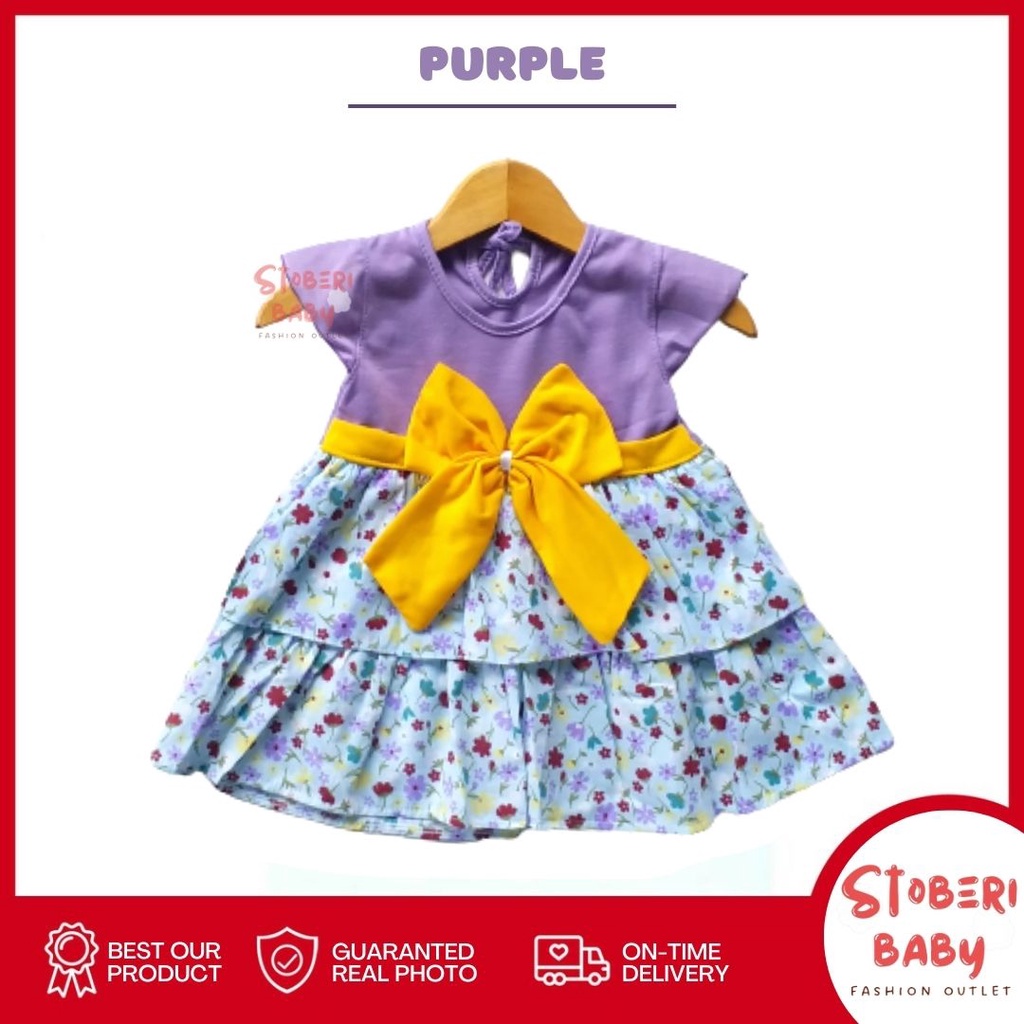 PUNCAK 3.3 stoberi baby - (EXCLUSIVE ON PUNCAK 3.3 stoberi BABY) Dress Bayi Motif Animal Lucu Baju Bayi Perempuan / QIU2 RIBBON FLOWER