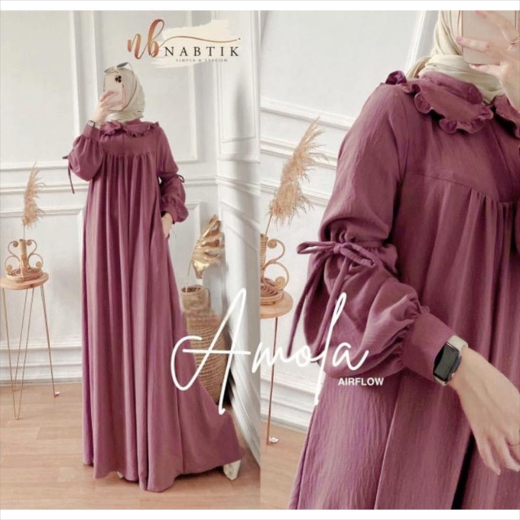 YA 841 - Maxy Dress AAMD Crinkle Airflow Premium Baju Gamis Pakaian Wanita Busui Friendly Anti Kusut