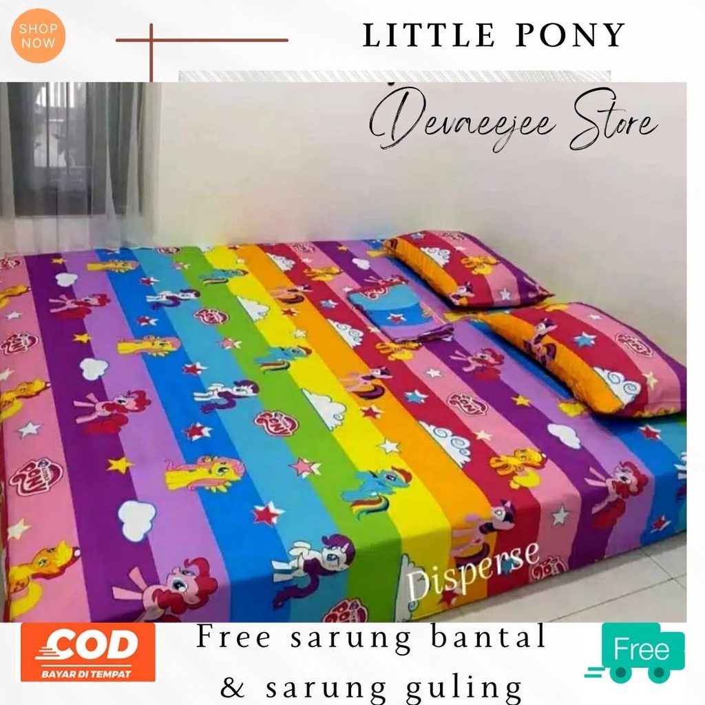 Seprei 180x200 / 160x200 / 120x200 motif karakter little pony bantal 2 guling 2 bahan katun halus