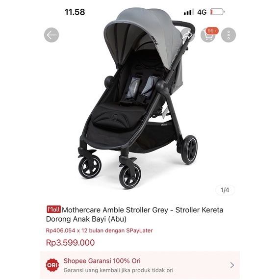 Preloved Mothercare Amble Stroller - Grey