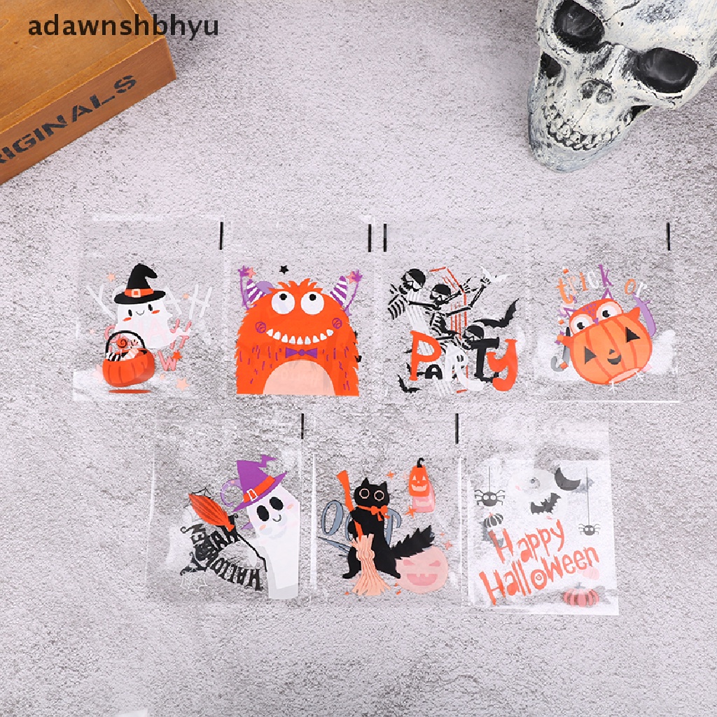 Adawnshbhyu 100 Pcs Halloween Ghost Candy Bag Decor Trick Or Treat Tas Hadiah Perlengkapan Pesta ID