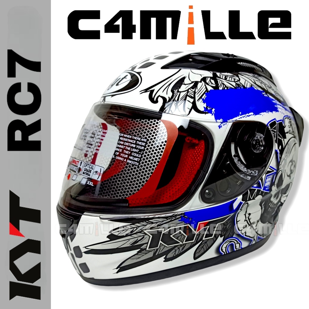 HELM KYT RC7 RC 7 MOTIF 13 WHITE BLACK BLUE FULL FACE
