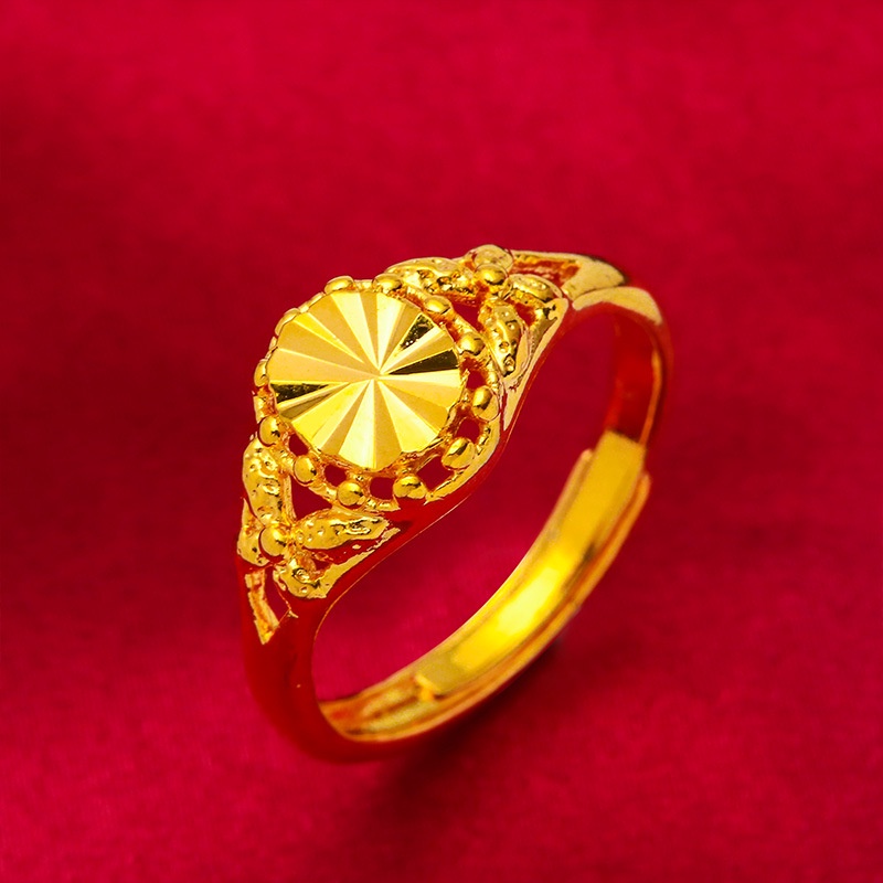 Goldkingdom Perhiasan Fashion Emas Asli Kadar 375Bangkok Aksesoris Ready Stock Cincin Lapis Emas Wanita Minimalis Pertunangan Pernikahan