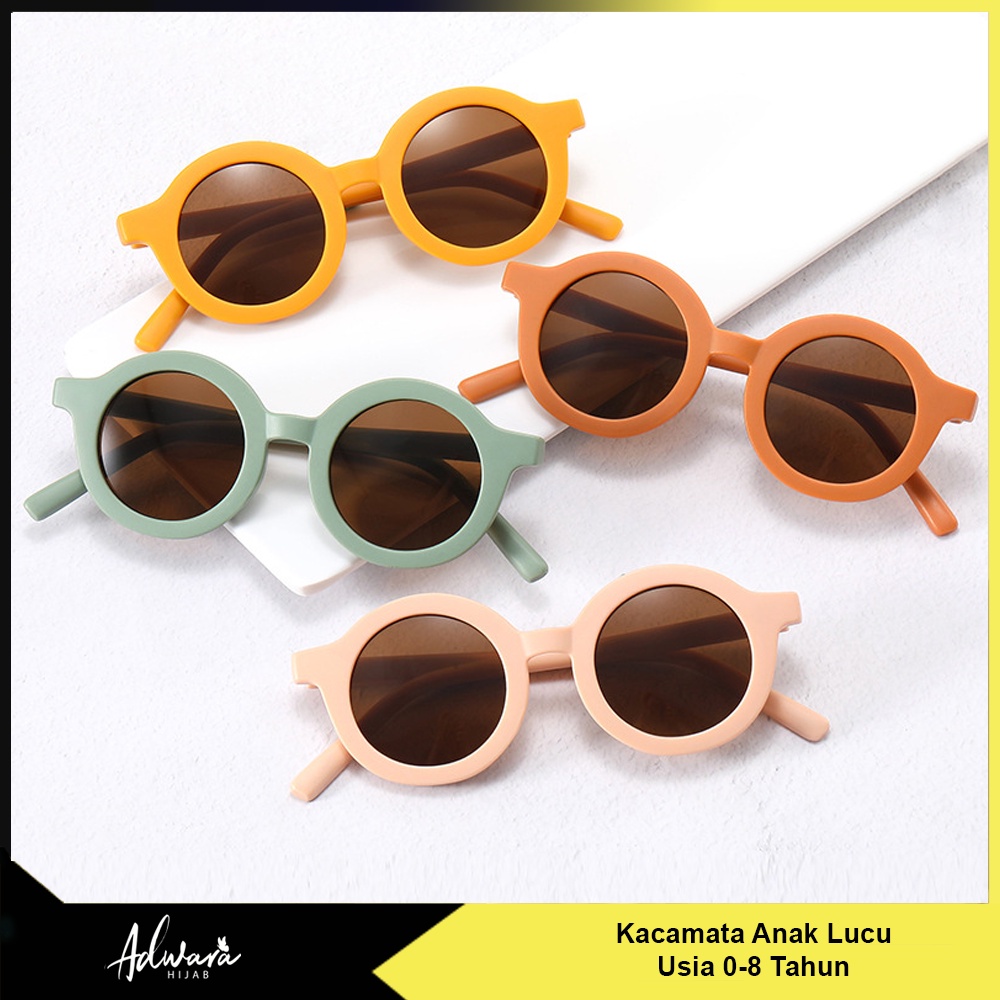 Kacamata Anak Lucu Usia 0-8 Tahun / Kacamata Fashion Balita Bulat Hitam UV Protection