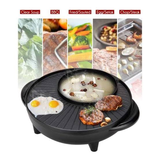 Panci Hotpot BBQ 2 in 1 Elektrik Shabu Steambot Suki Grill Listrik Set