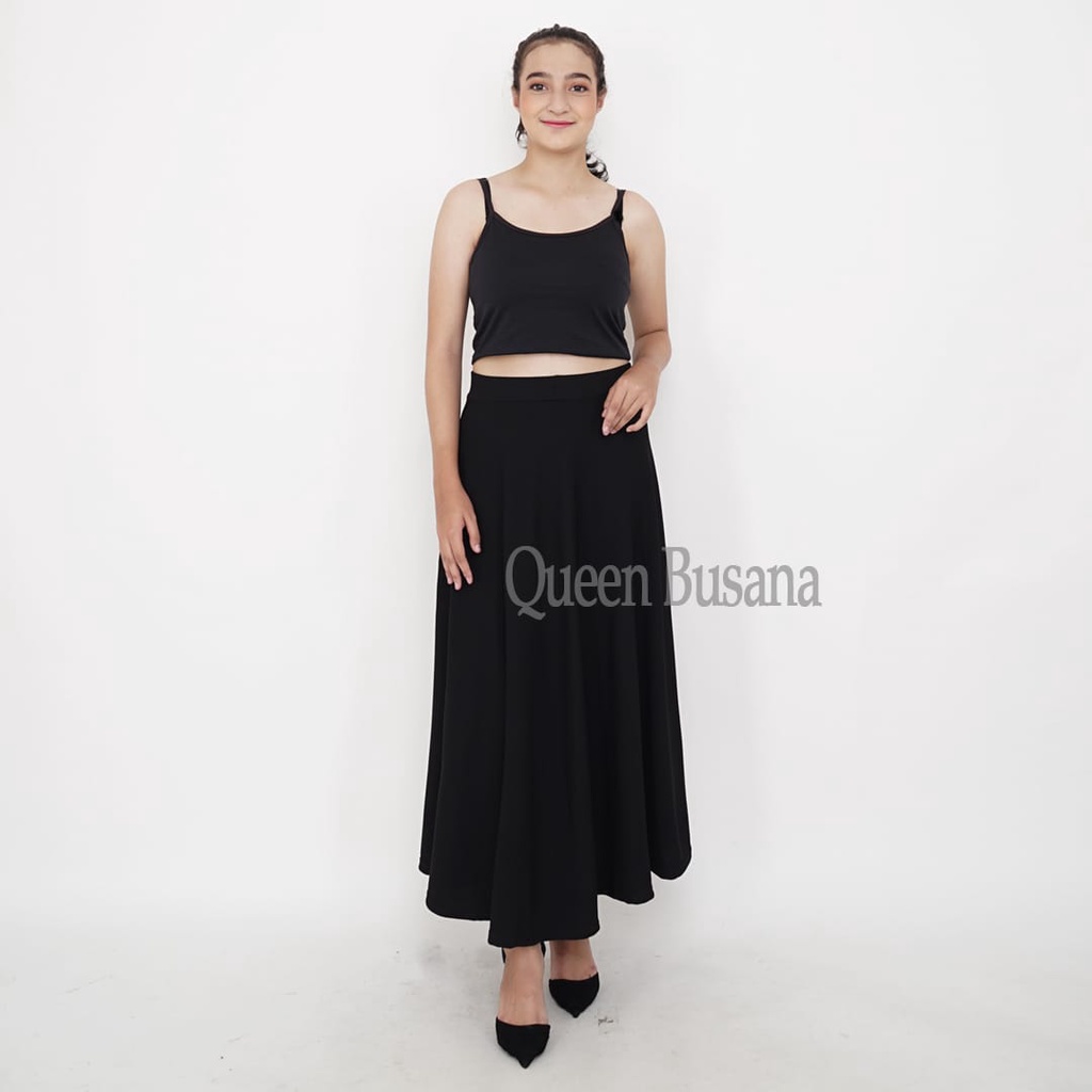 ROK PANJANG HITAM MOSCREP PREMIUM / ROK KERJA PANJANG / ROK KANTOR HITAM POLOS / ROK HITAM JUMBO / R