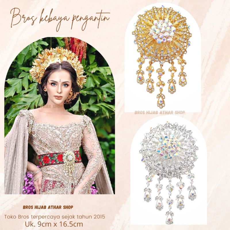 Bros Kebaya Pengantin/Bross Besar/Bros Bunga Juntai /Bros Mewah Kutubaru Emas Perak Jumbo