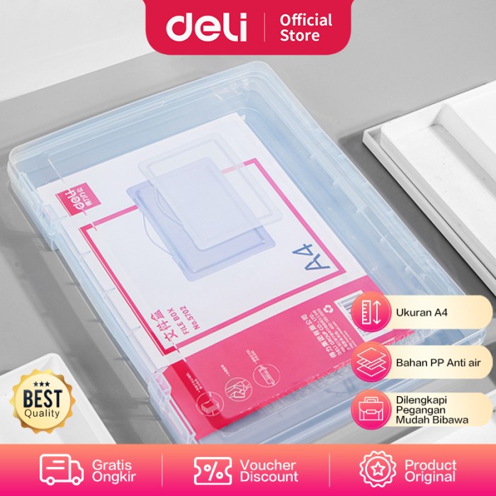 

BOOM SALE Deli Box File / Box Penyimpan Kertas File Dokumen Transparant 5702 Code 5295