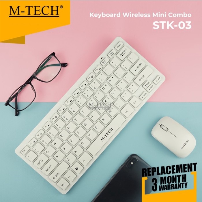 M-Tech Original Keyboard Mini Combo Mouse Wireless STK-03 WHITE