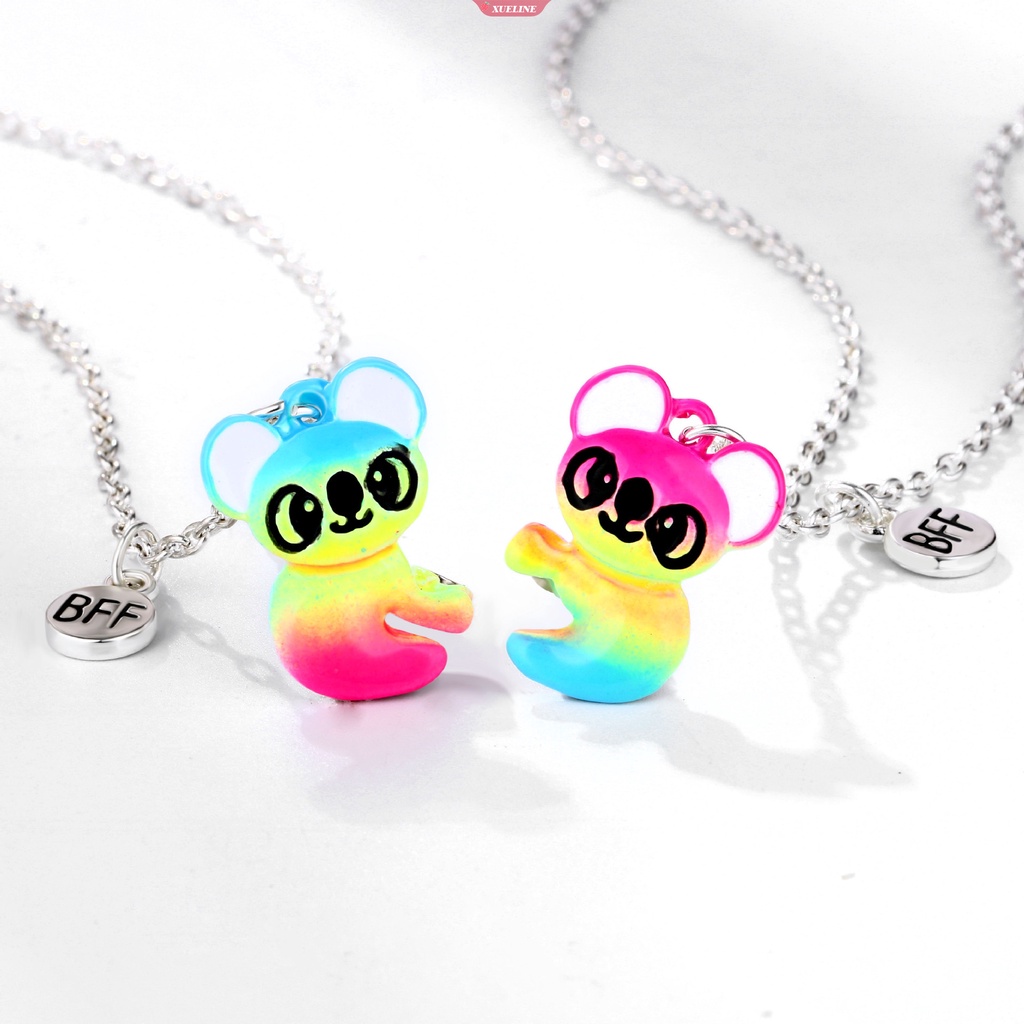 1pasang Sequin patchwork heart best friend Kalung Liontin Rantai BFF Persahabatan Liontin Perhiasan Hadiah [ZXL]
