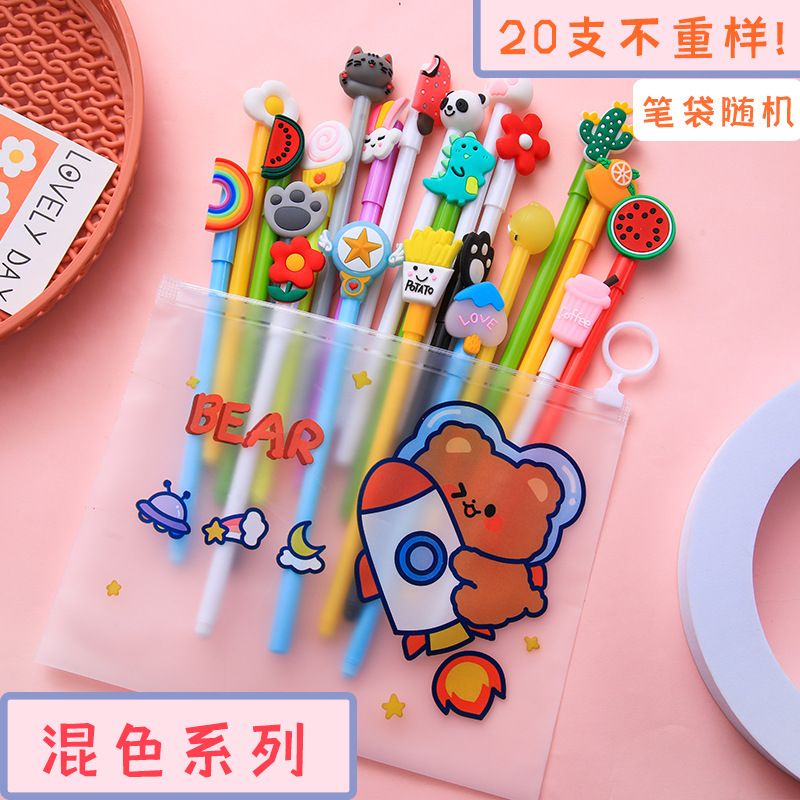 

Pulpen isi 20 Pcs Free Pouch/Pena Tinta Berkarakter Lucu
