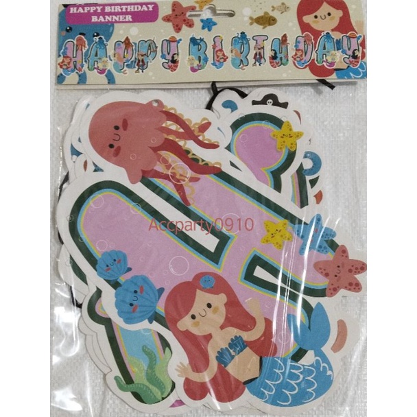 BANNER BIRTHDAY KARAKTER MERMAID JUMBO / BANNER HAPPY BIRTHDAY