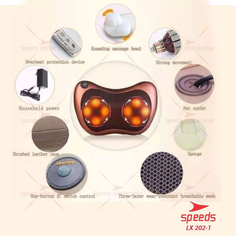 BANTAL PIJAT MASSAGE PILLOW Portable Car and Home-Bantal Pijat Elektrik Shiatsu 8 Bola