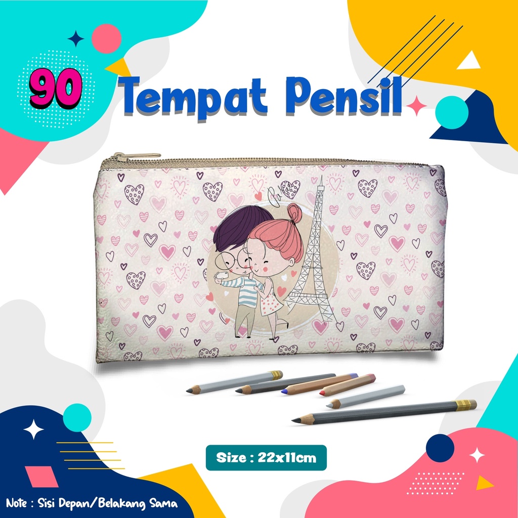 

Tempat Pensil LOVE PARIS Kode.90 Pencil Case Dompet Pouch Kostak Kotak Custom nama dan foto