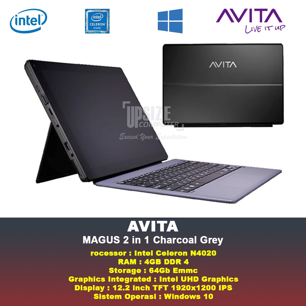 Laptop AVITA MAGUS 2 in 1 Celeron N4020 RAM 4GB eMMC 64GB