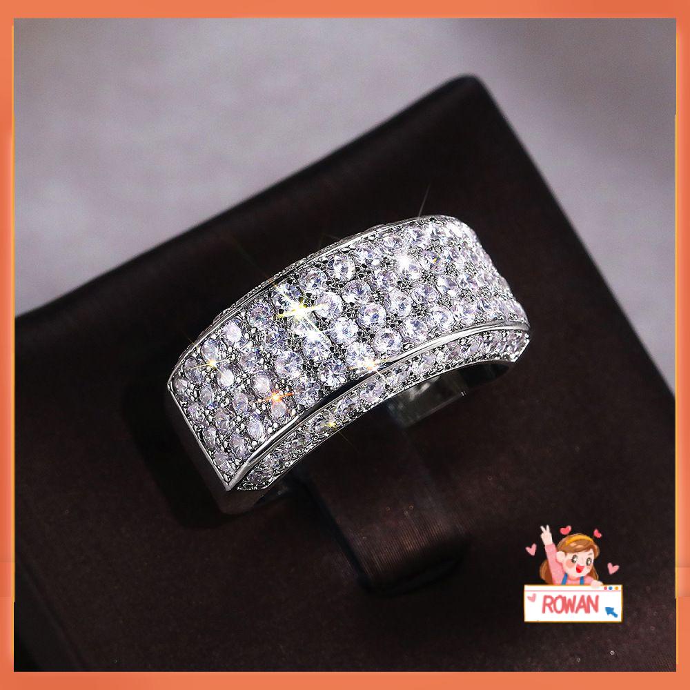 R-flower Berlian Imitasi Cincin Fashion Hadiah Kekasih Pasangan Band