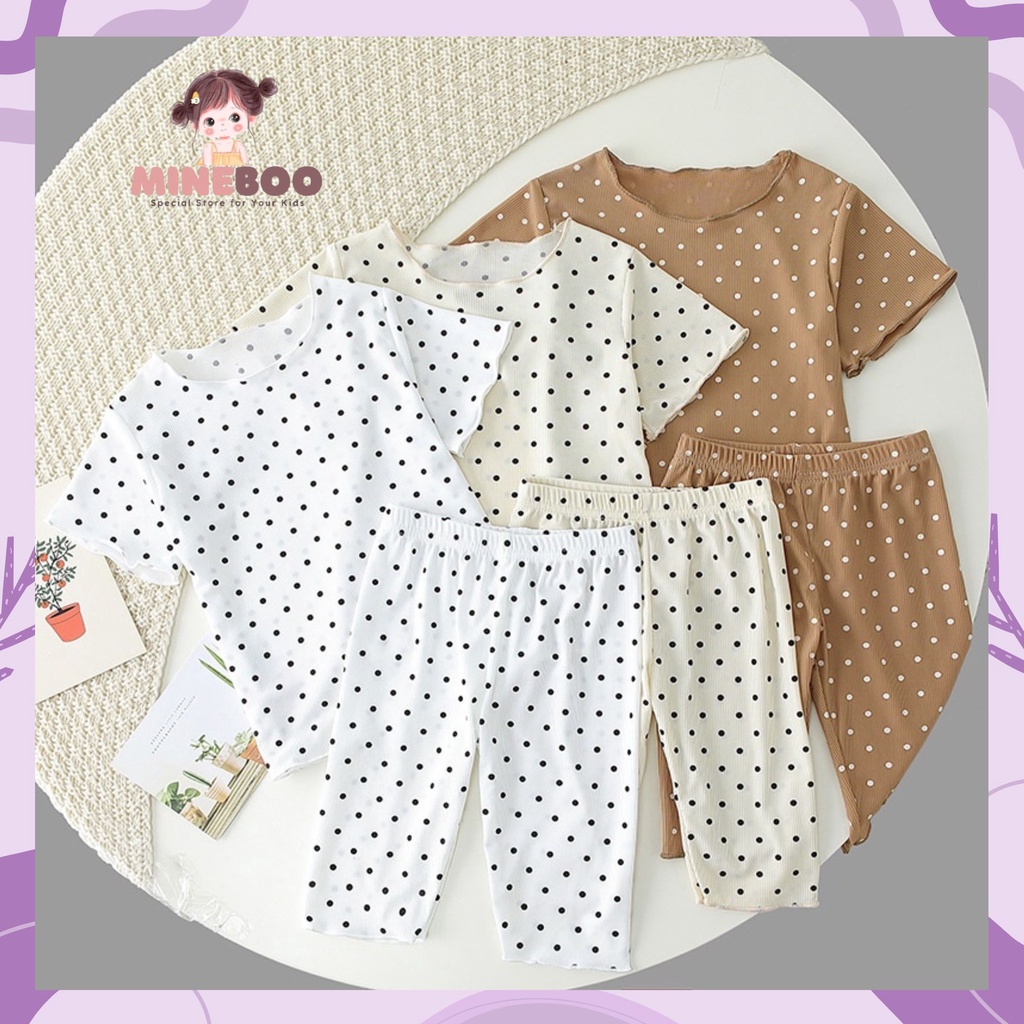 mineboo - SET POLKA RIBB 0-7tahun Piyama dua potong/pakaian kasual untuk anak/baju tidur anak/pakaian anak import