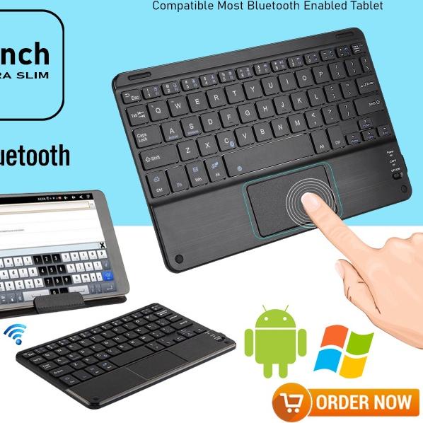 ➨➤✹✴ Mini Wireless Bluetooth Keyboard With Touchpad - Universal Keyboard 9 inch Baru