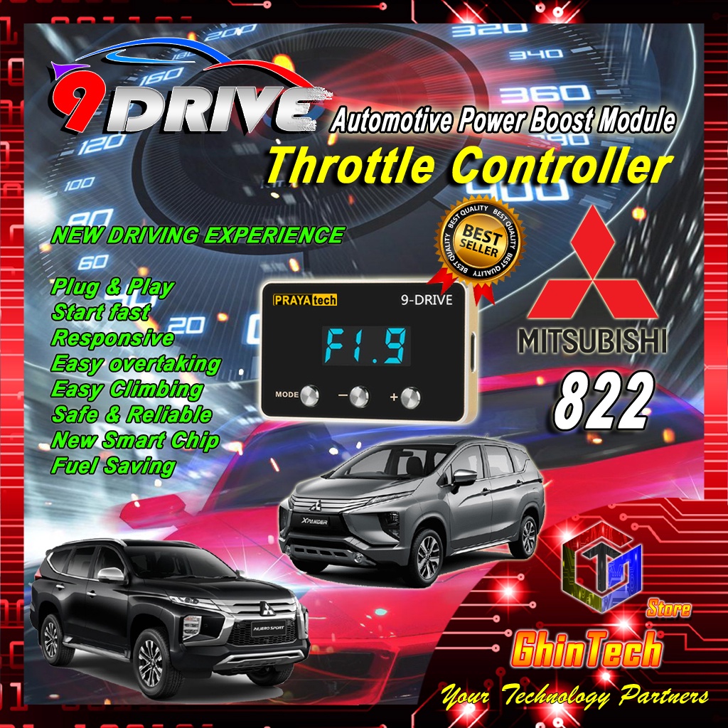 PRAYATECH 9 DRIVE 822 THROTTLE CONTROLLER PIGGYBACK MITSUBISHI 822 REMAP ECU TRITON STRADA MIRAGE XP