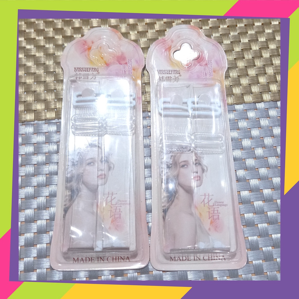 1552 [Grosir] isi 12pcs tali BH transparan Uk. 1.8 cm / Tali BRA bening model gepeng [random kemasan]