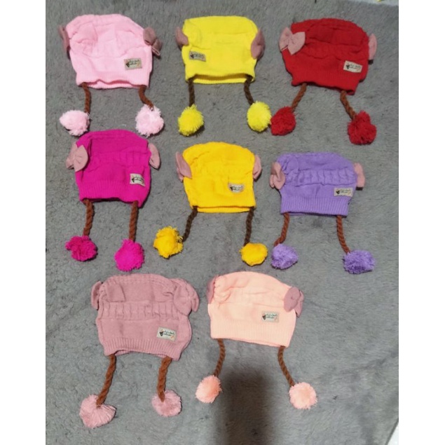 topi rajut bayi perempuan / kupluk baby / topi rajut kepang