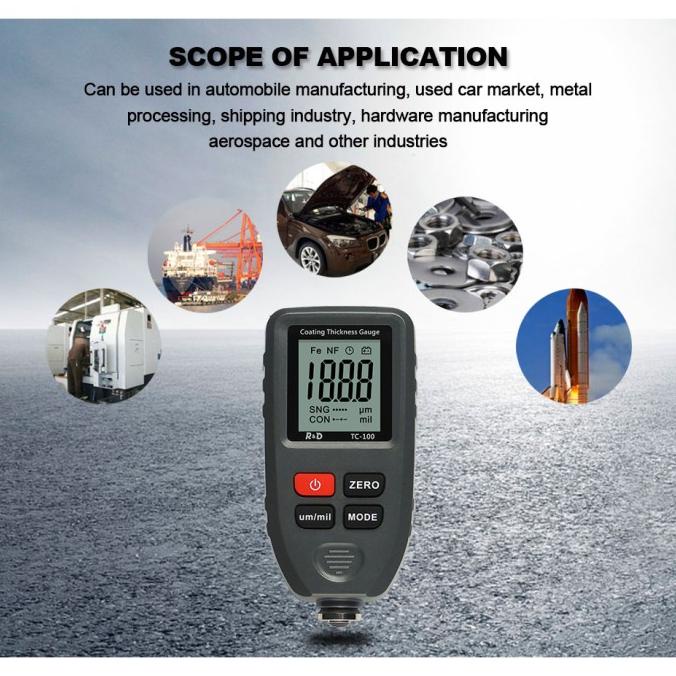 Coating Thickness Gauge 0.1Micron/0-1300 Alat Ukur Ketebalan Cat Tc100