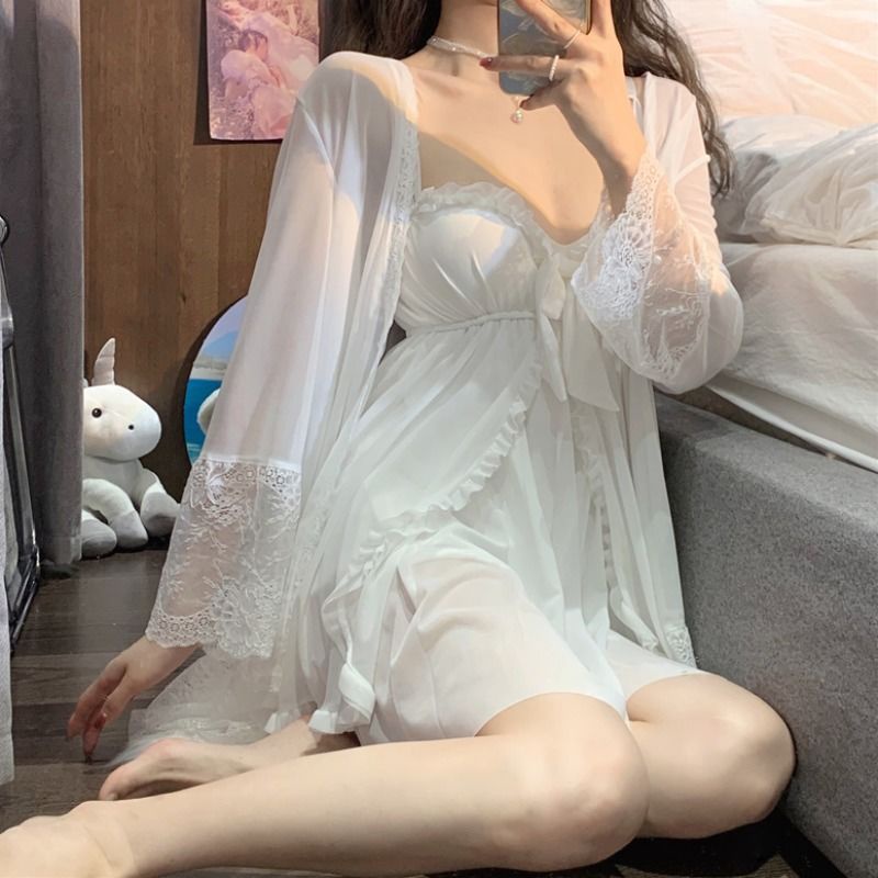Busur dasi halter piyama piyama musim panas wanita musim panas loungewear gadis rasa manis manis dua