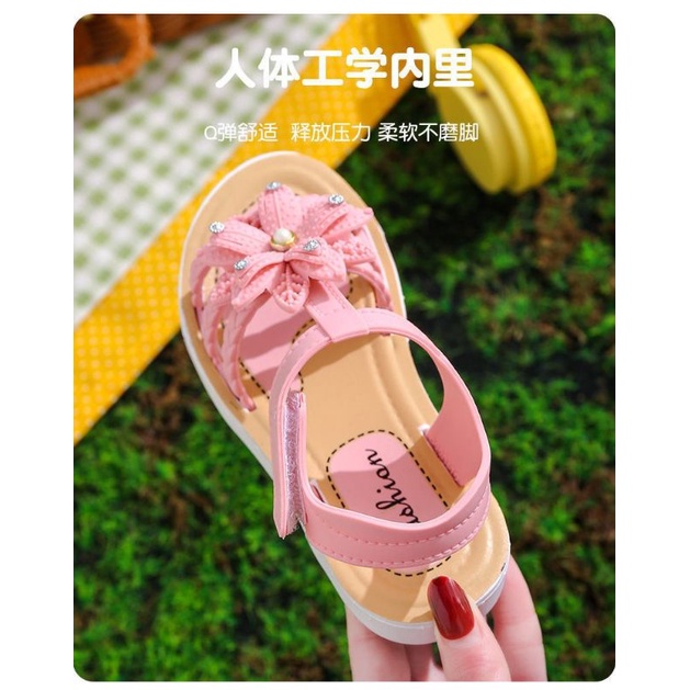 Sandal Jelly Slippers Girls Bunga Matahari Strip 3 Import High Quality