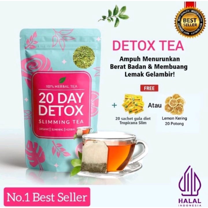 20 DAY DETOX - Tea pelangsing Tea pelangsing ampuh halal dan BPOM Tea pelangsing perut buncit Minuma