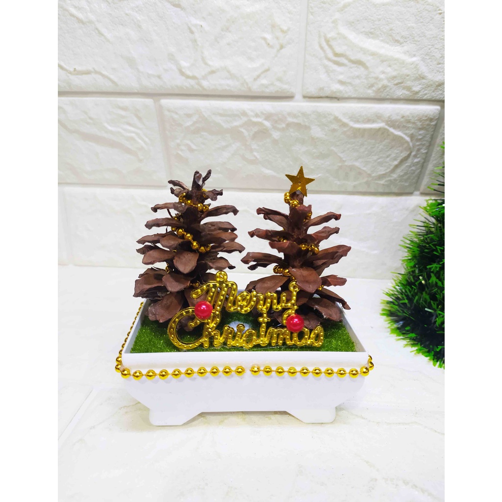 Pajangan Cemara Kembar - Hiasan Imitasi Aksesoris Natal