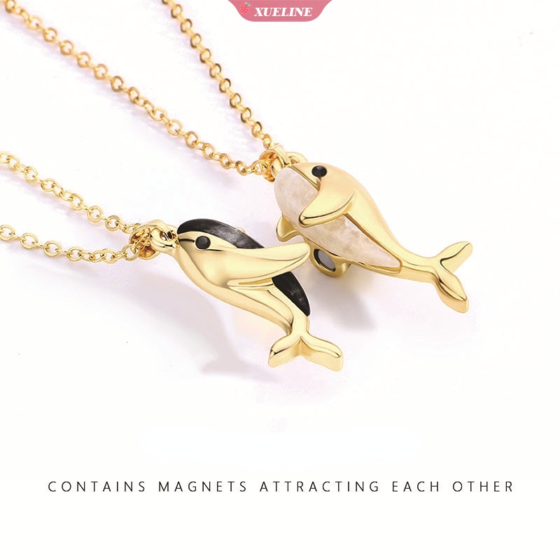 Fashion new whale love Pasangan Kalung magnet Pria Dan Wanita Kalung Hadiah Hari Valentine Grosir [ZXL]