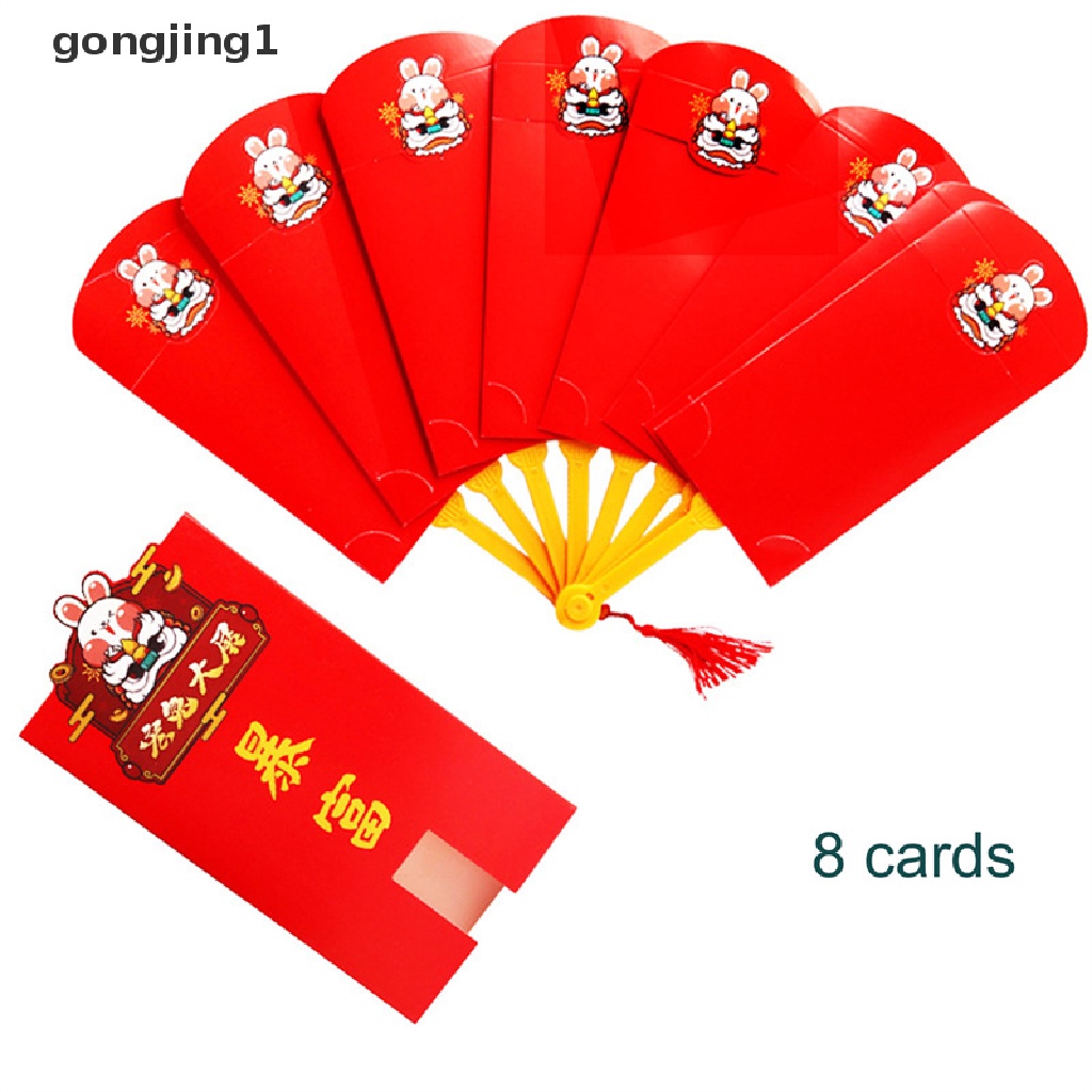 Ggg 2023tahun Baru Kreatif Amplop Merah Bentuk Kipas Hongbao Festival Musim Semi Cina Saku Merah Harapan Terbaik Keberuntungan Kantong Uang Hadiah Tas ID