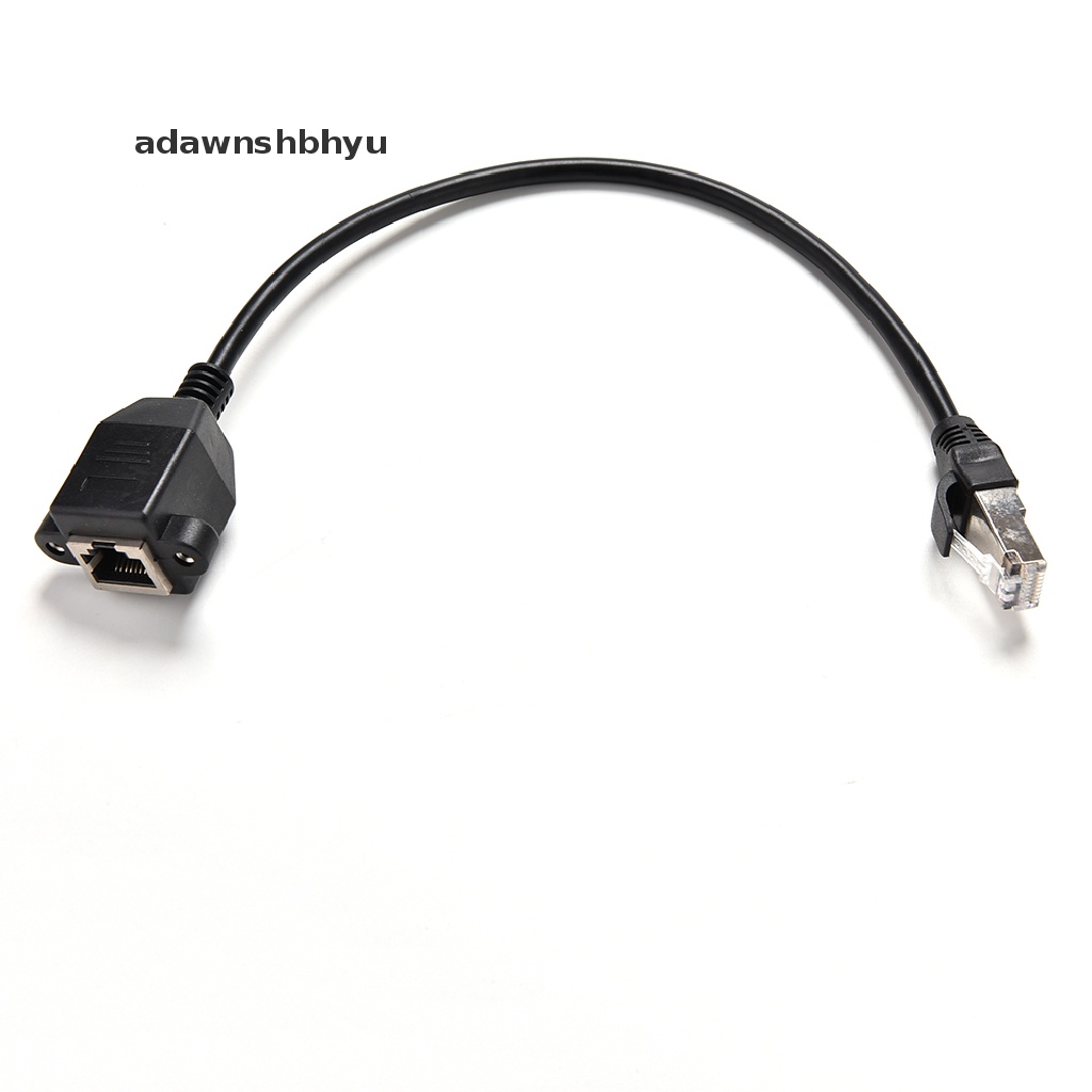 Adawnshbhyu 1FT RJ45 Male to Female Screw Panel Mount Kabel Ekstensi Jaringan LAN Eterna ID