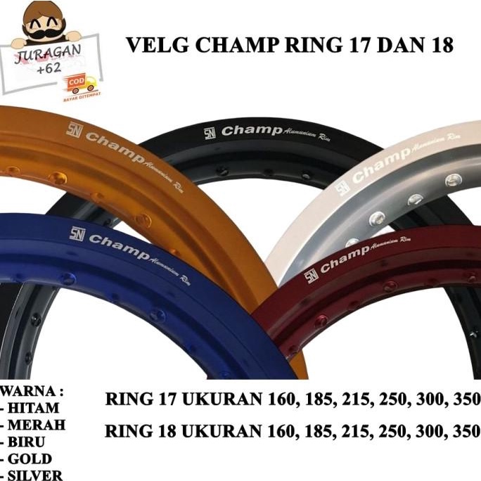 VELG RING 17 160 185 215 250 300 350 VELEG RIM JARI JARI HOLE 36 CHAMP