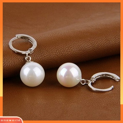 [WONE] Wanita's Elegan Mutiara Imitasi Menjuntai Eardrop Ear Hoop Earrings Perhiasan Pesona