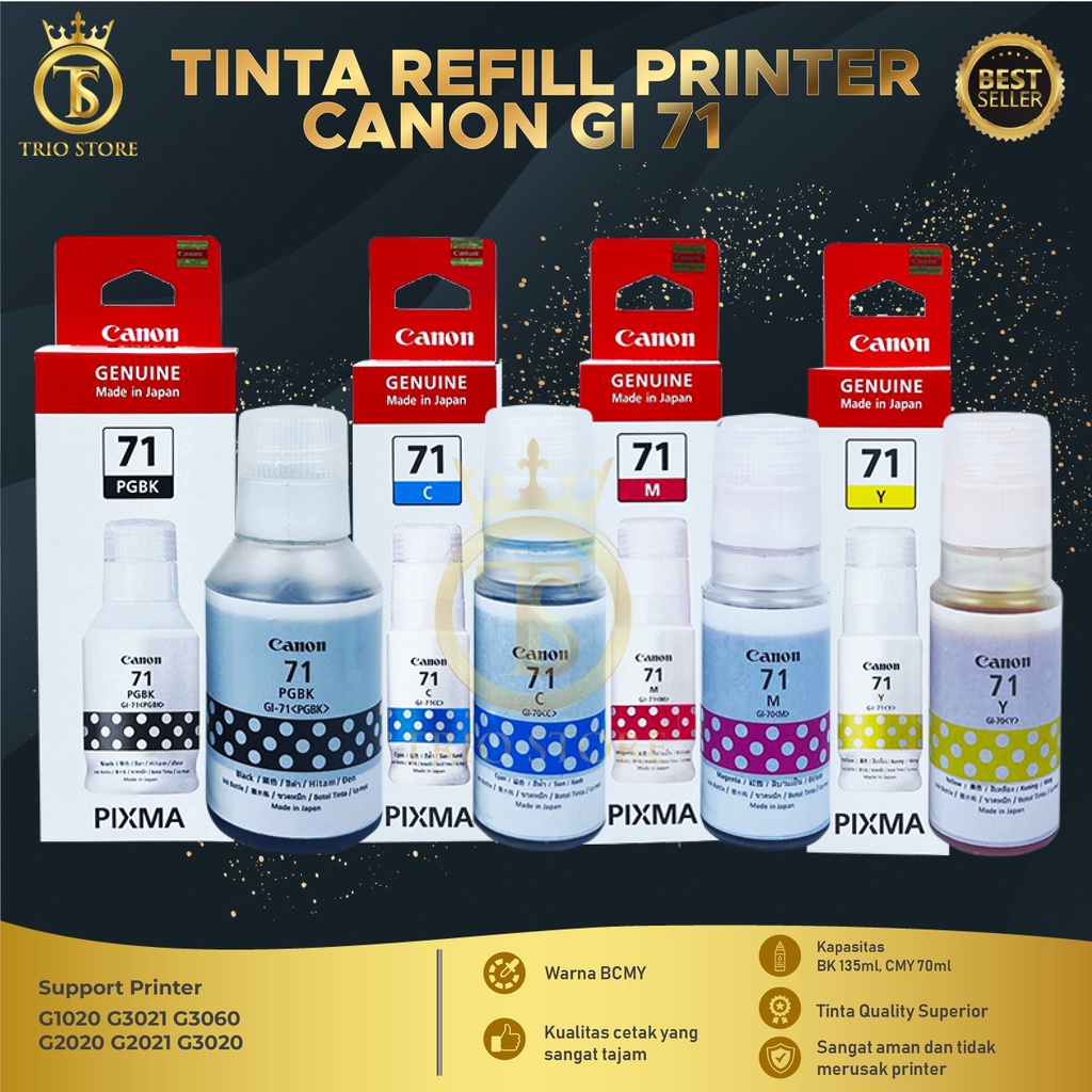 Tinta Canon Gi 71 For Printer G1020 G2020 G2021 G2060 G3020 G3021