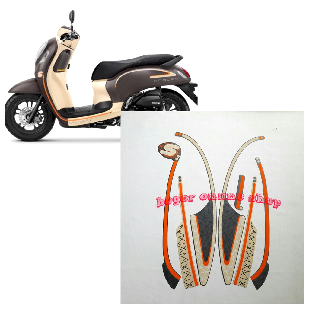 striping body motor Scoopy Fashion 2022 Matte Brown